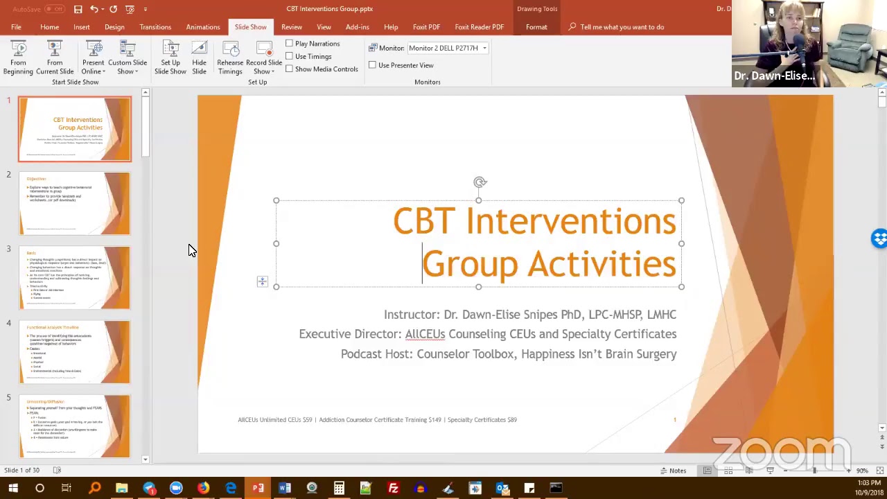 CBT Interventions and Group Activities Live Interactive Webinar