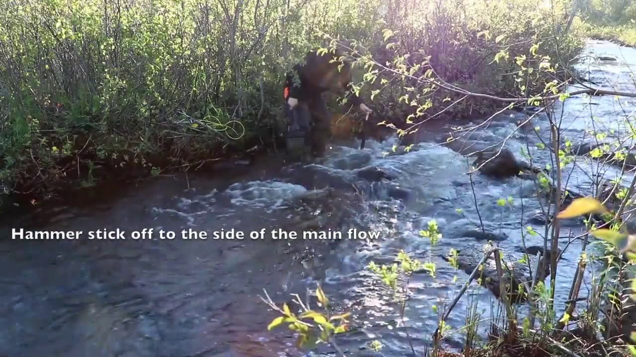 WaterLily Turbine tied to a stake driven into the riverbed