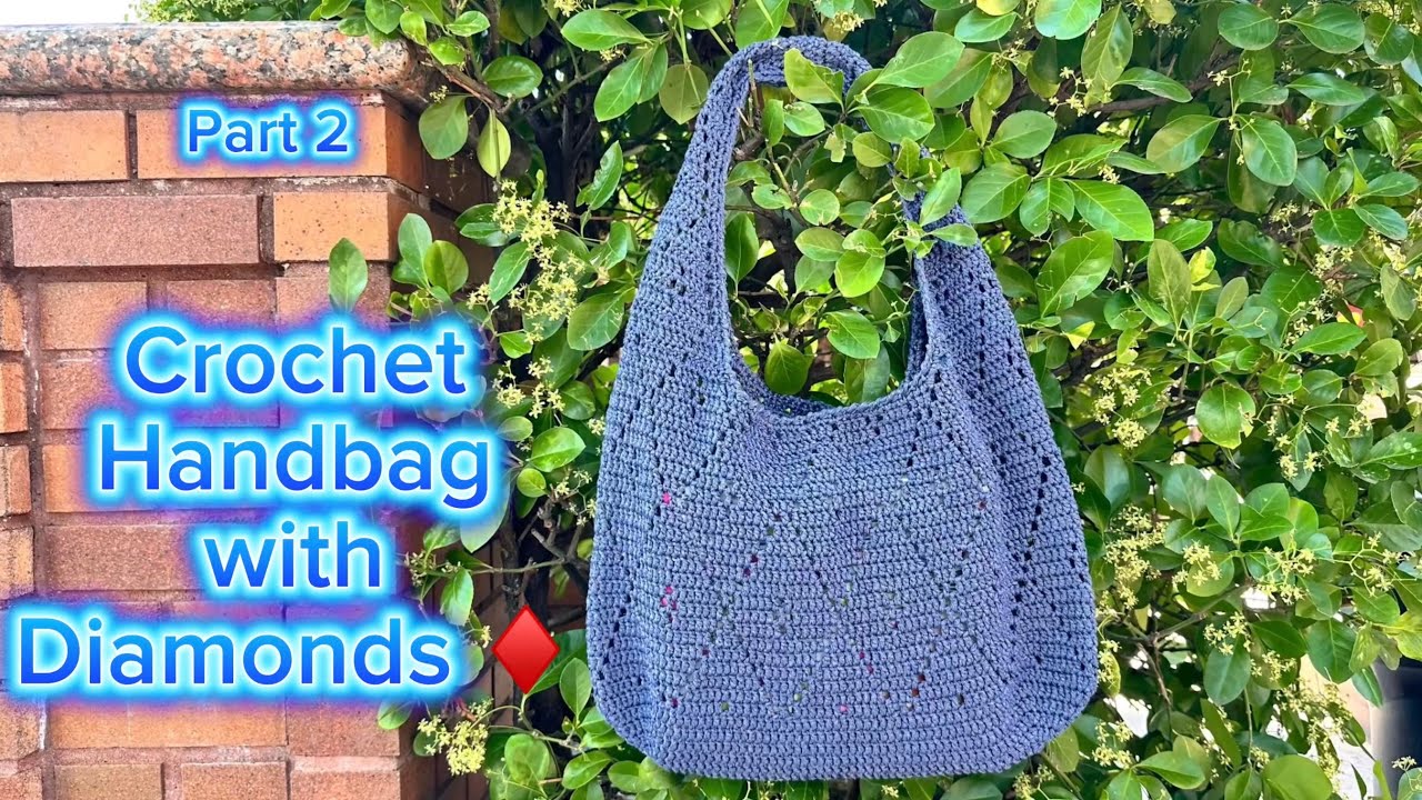 How To Crochet Everyday Tote Bag-Beginner Friendly Crochet Legendary Handbag with Diamonds♦️Part 2♦️