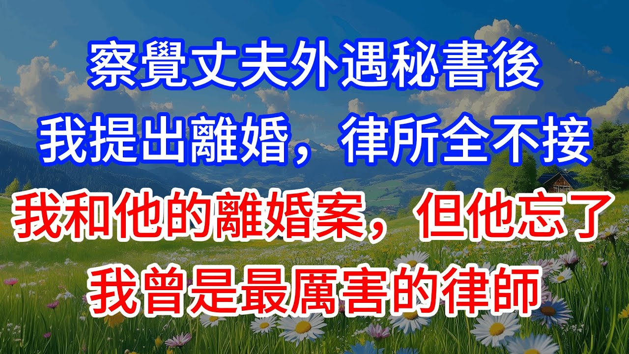 察覺丈夫外遇秘書後，我提出離婚，律所全不接我和他的離婚案，但他忘了，我曾是最厲害的律師