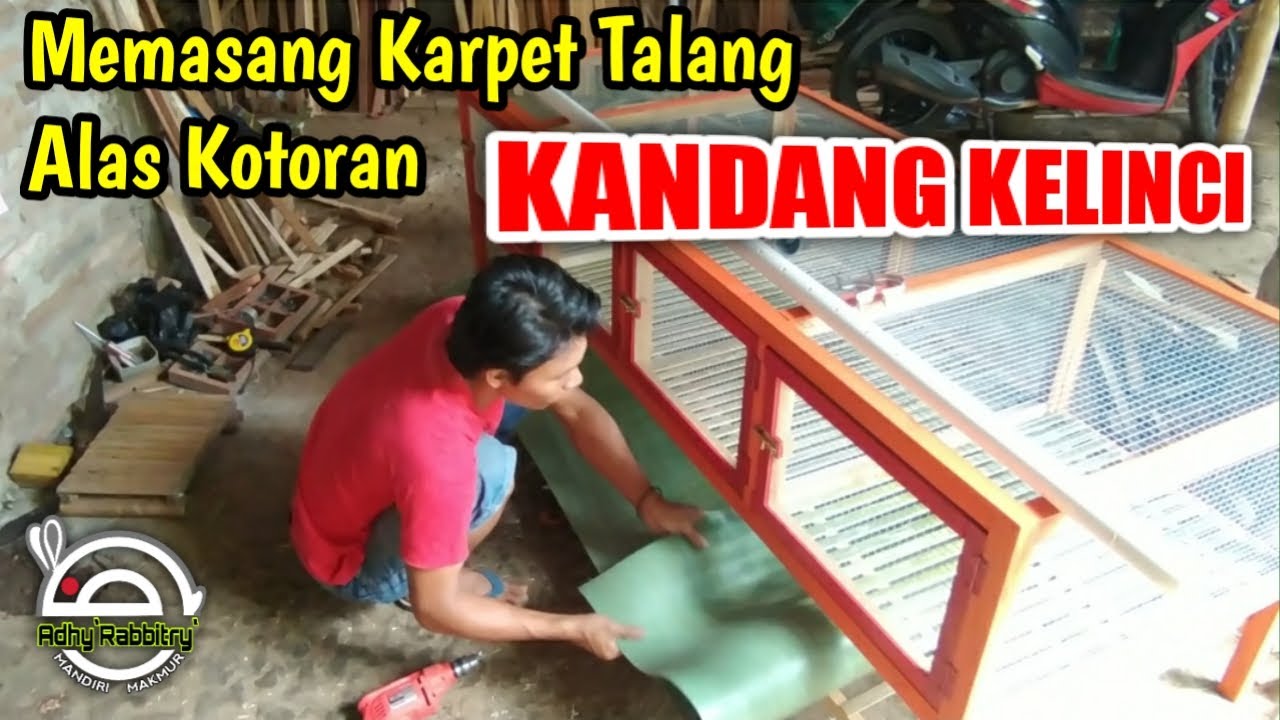 Kandang Kelinci / Proses memasang karpet Talang Alas Kotoran / how to make rabbit cage