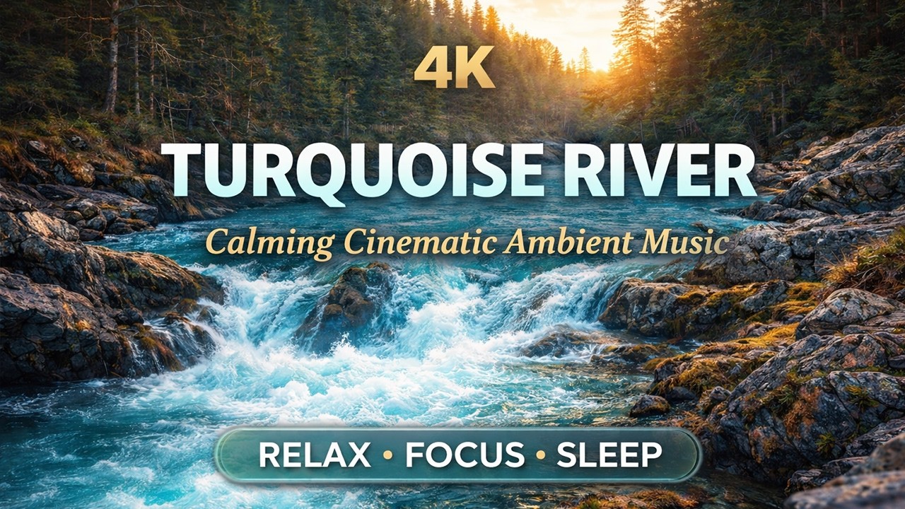 Turquoise Alpine River in 4K | Cinematic Ambient Music for Deep Focus & Calm (No Vocals)