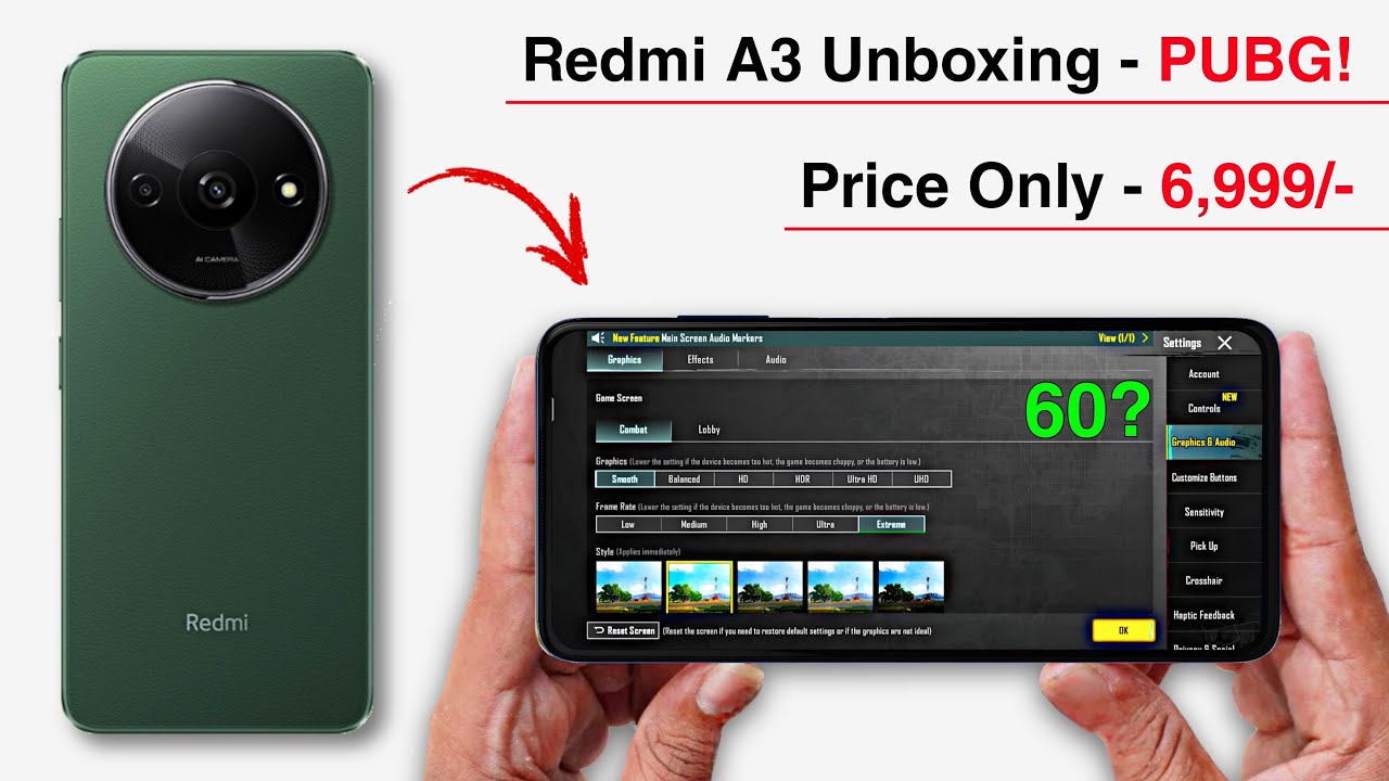 Redmi A3 Pubg Test | Redmi A3 Pubg Graphics | Gyroscope..❓
