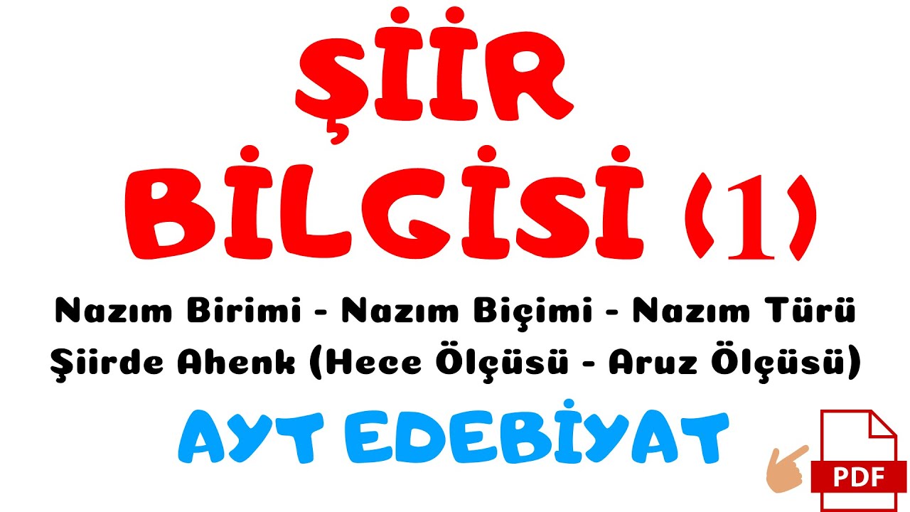 ŞİİR BİLGİSİ 1 (AYT Edebiyat) Nazım Birimi / Nazım Türü / Ölçü (Hece, Aruz) Deniz Hoca