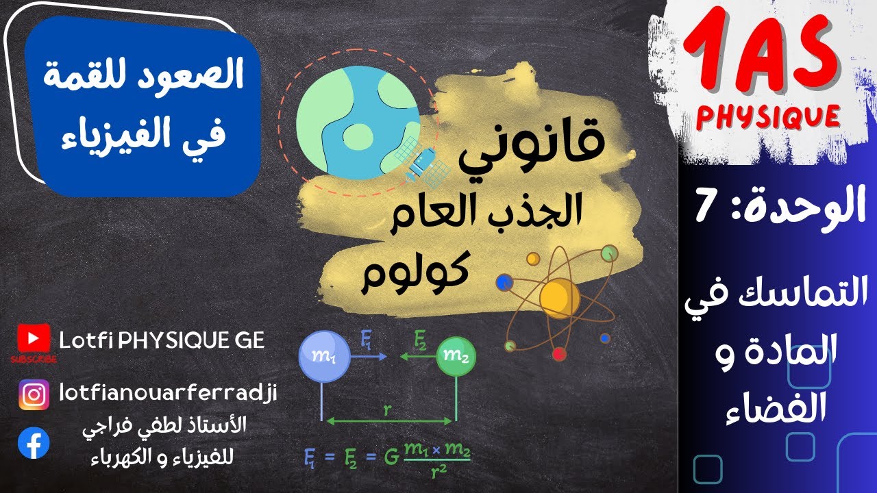التماسك في المادة والفضاء: شرح قانون الجذب العام و قانون كولوم + القوة النووية 🌌 سنة أولى ثانوي 🔥