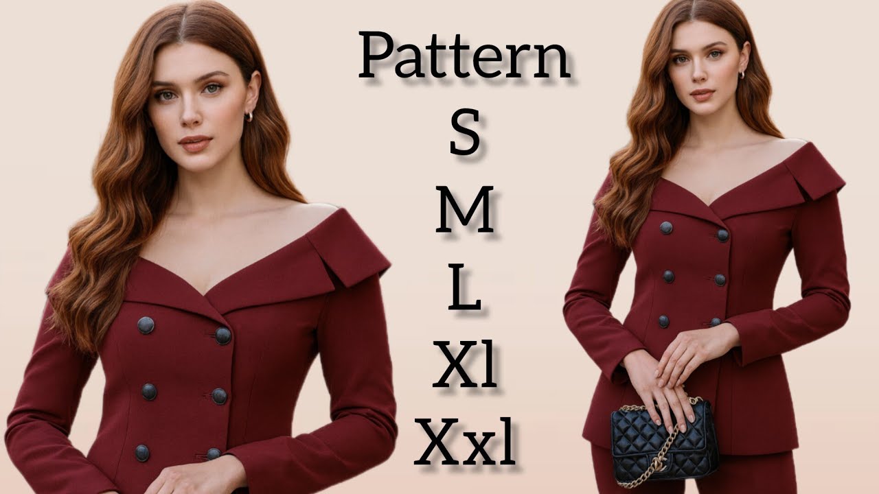 “Masterclass: Create This Elegant Off-Shoulder Suit Pattern from Scratch | Step-by-Step Tutorial”