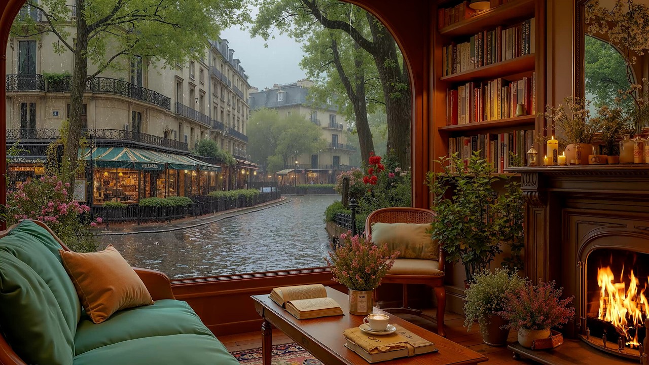 Cozy Coffee Shop Ambience & March Rain | Jazz Smooth to Study And Work