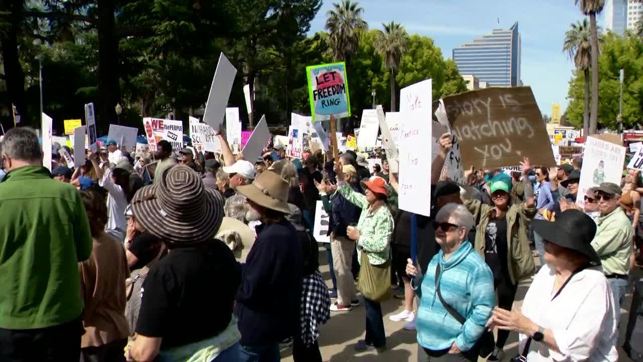 'Hands Off!' protests against President Trump, Elon Musk break out across California and the US