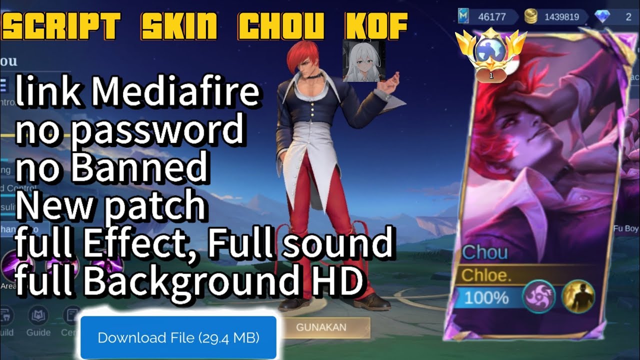 Script Skin Chou KOF REVAMP- Iori Yagami No Password | Full Effect Voice | Patch Terbaru 2025