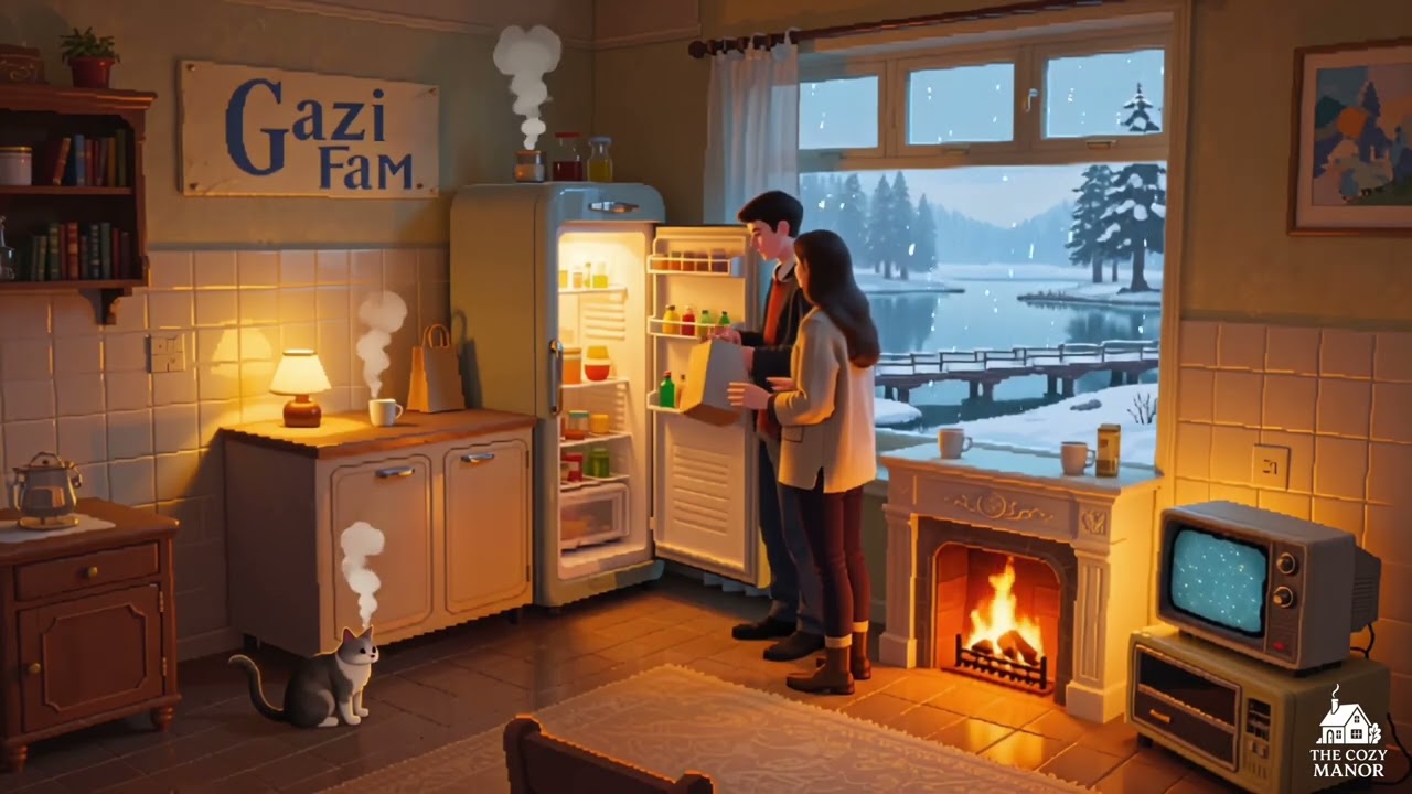 4 Hours of Cozy Kitchen Reset 🧺 | Fridge Organizing, Fireplace & Sleeping Cat | 4K Loop
