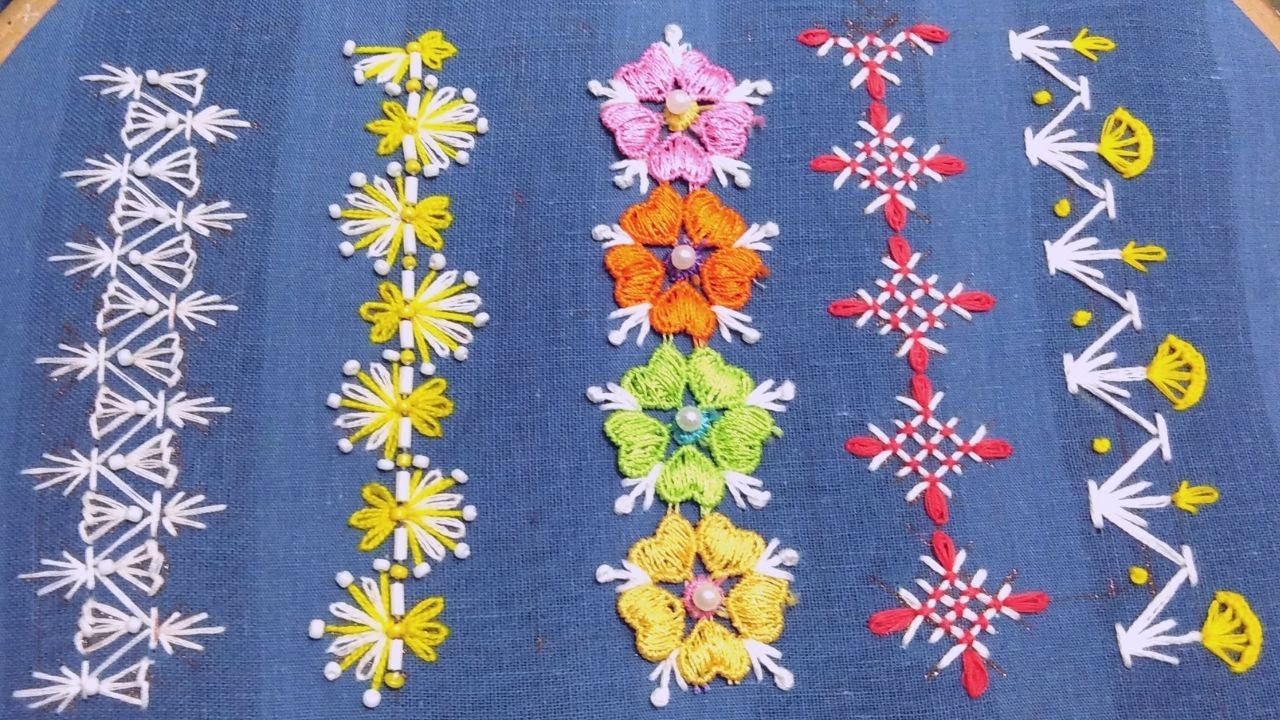 splendid hand embroidery borderline design, quality hand embroidery,हाथ की कढ़ाई,বাহারি হাতের কাজ