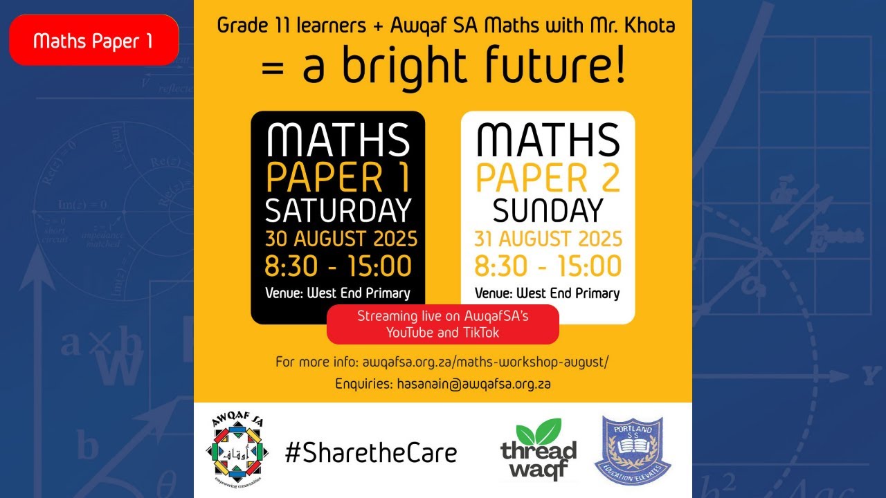 Awqaf SA Grade 11 Maths Workshop - Paper 1