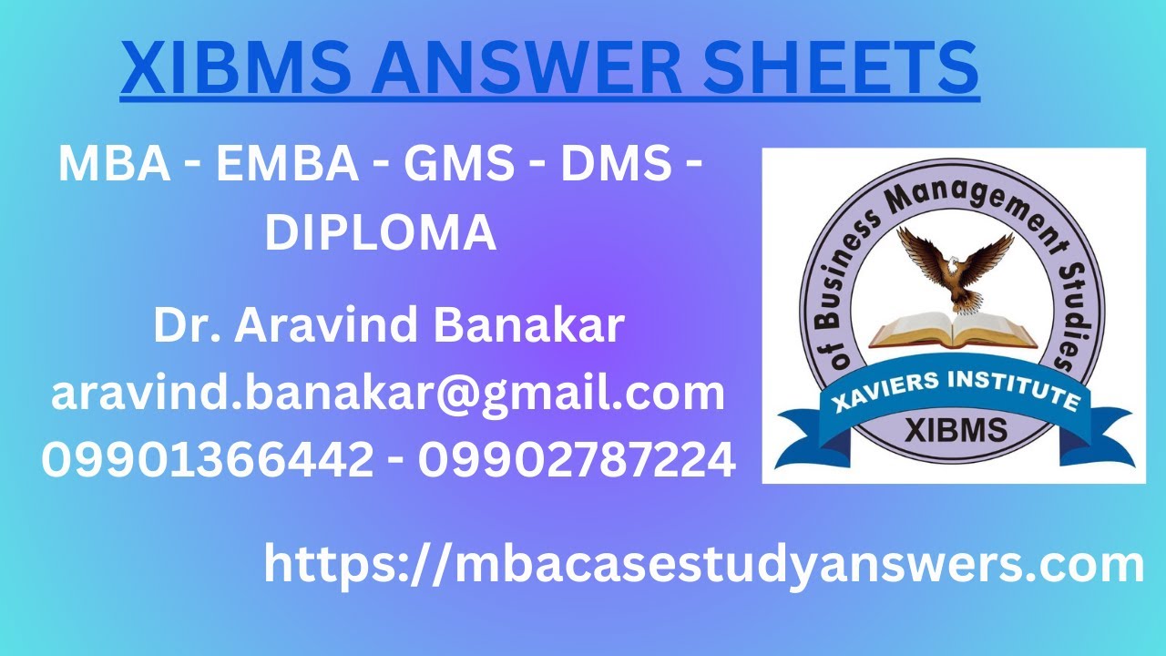 XAVIER I Production Planning and Control I ANSWER SHEETS