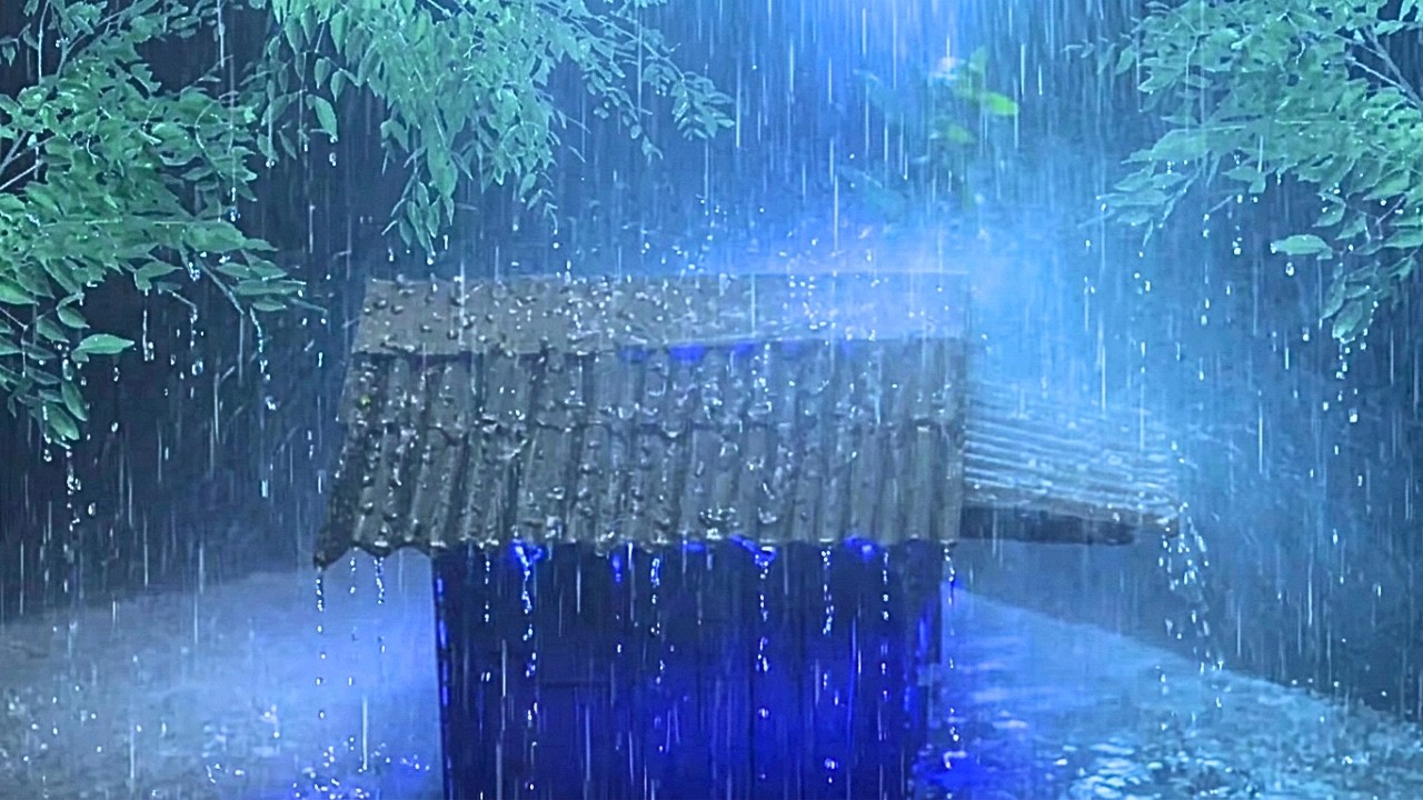 Goodbye Fatigue and Sleep Deeply with Pounding Rain & Rolling Thunder on a Tin Roof at Night