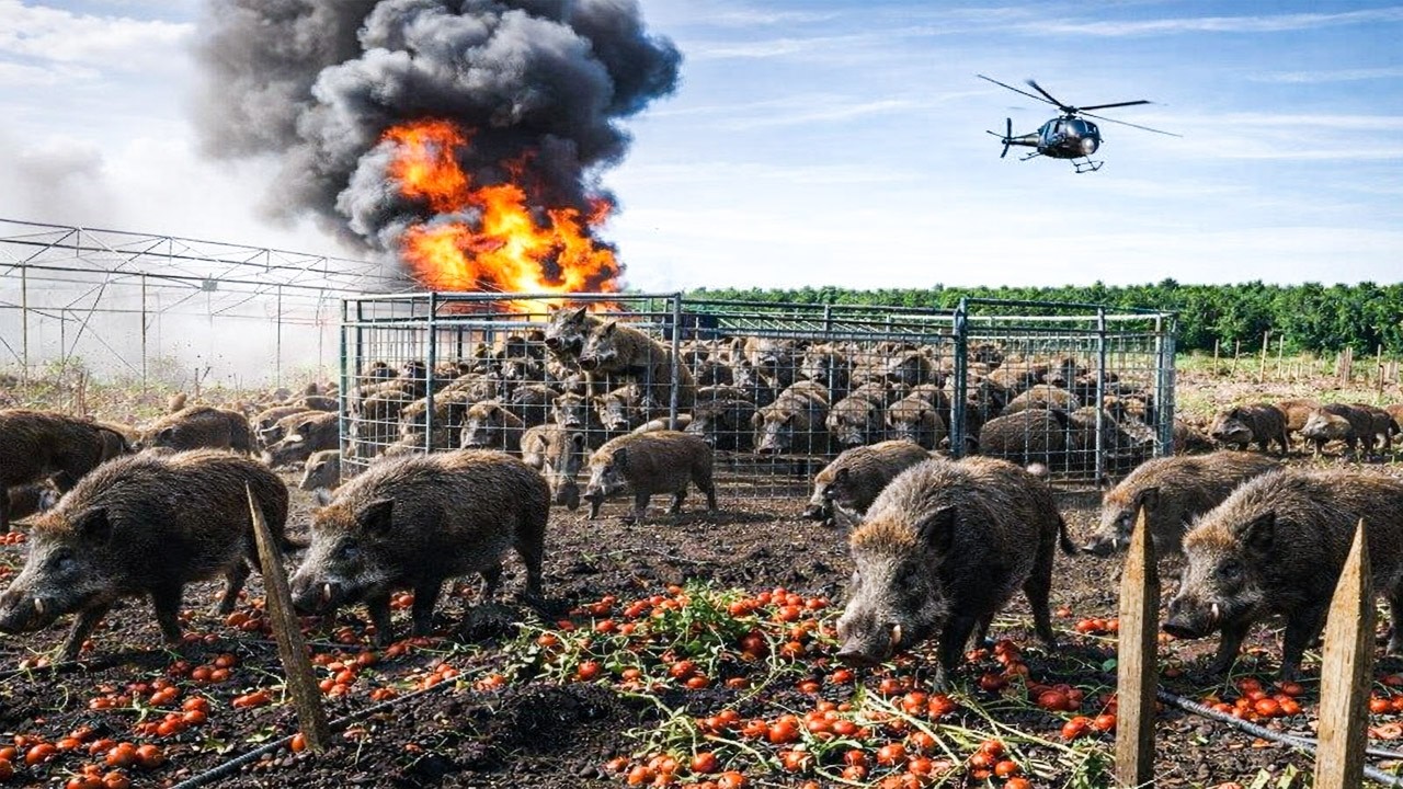 Sensation! 79 Wildschweine sicher mit einer Falle gestoppt