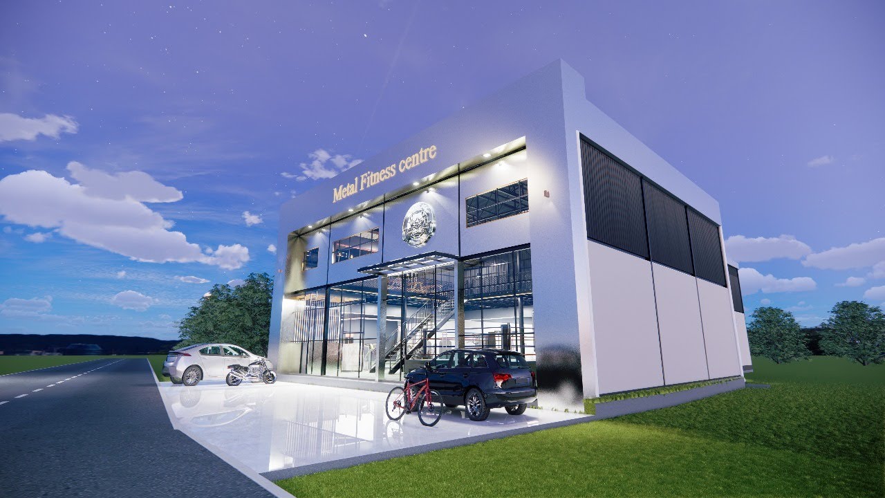 Modern Steel Structure Gym Design in SketchUp & Enscape