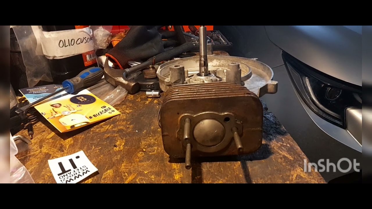 Revisione motore piaggio ciao parte settima. montaggio pistone cilindro e testa.