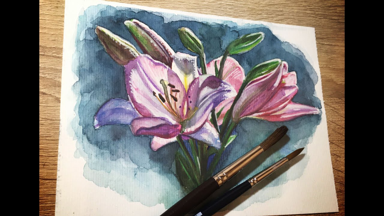 Ľalie (Vodové farby / Watercolor painting)