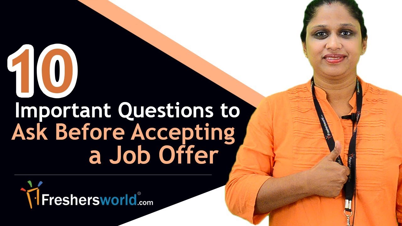 10 Important Questions to Ask Before Accepting a Job Offer - Interview tips, Freshersworld video
