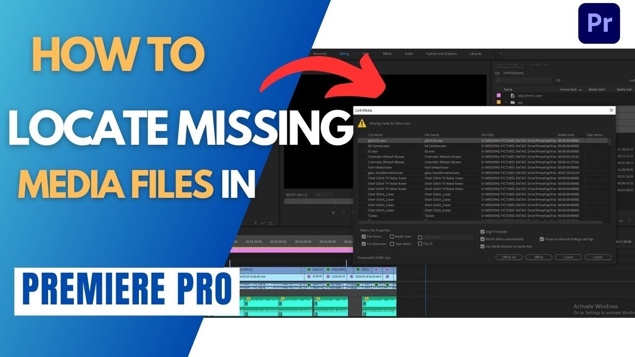 How To Locate missing Media Files In Premiere Pro | Cinemagicut
