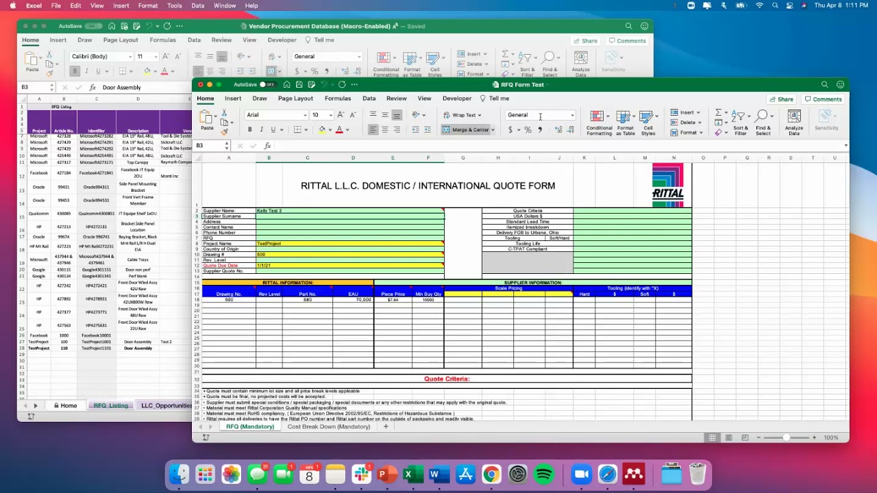 RFQ Listing Add RFQ