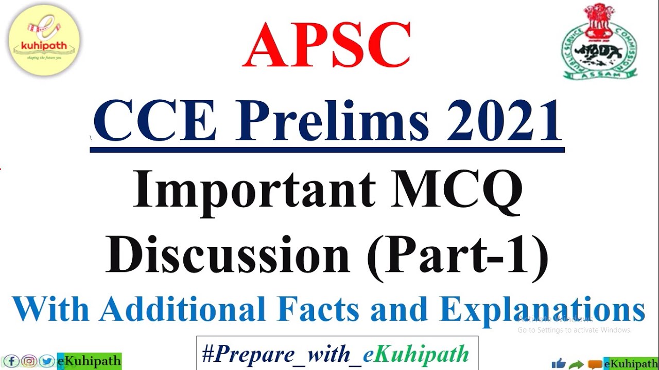 Important GS MCQ | APSC CCE Prelims 2021 | From eKuhipath Poll | Prepare with eKuhipath | Part 1