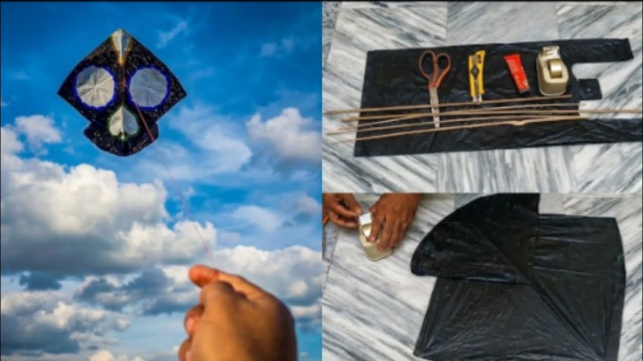 How to make a kite making at home || plastic shopping bag || step by step 