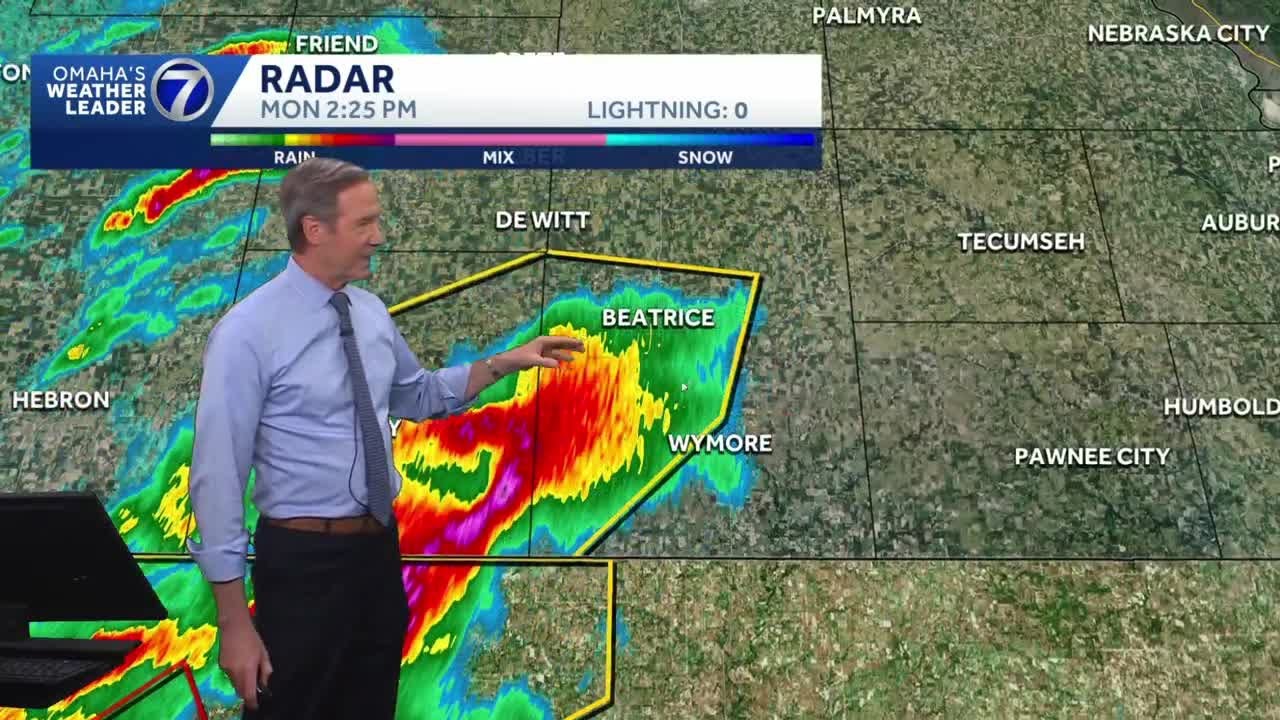 Tornado warning issued for part of Nebraska as severe weather moves through Monday