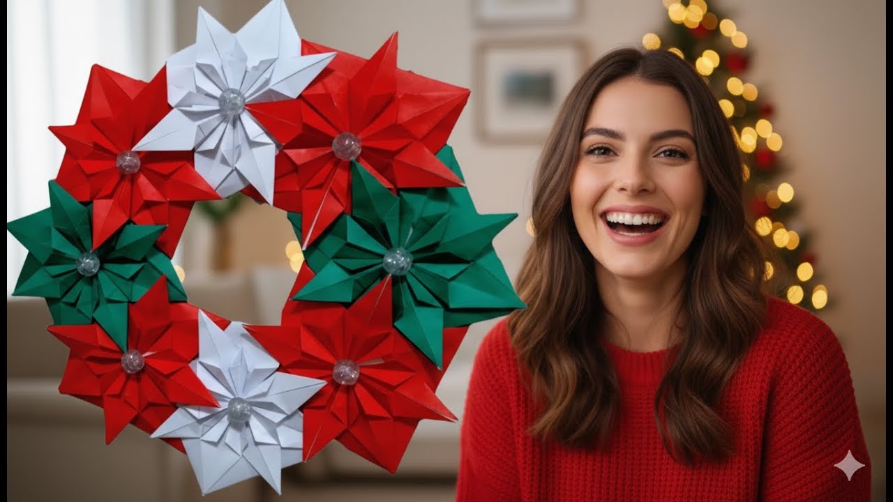 Como Fazer GUIRLANDA DE NATAL de Origami Fácil | DIY Decoração Natalina Passo a Passo