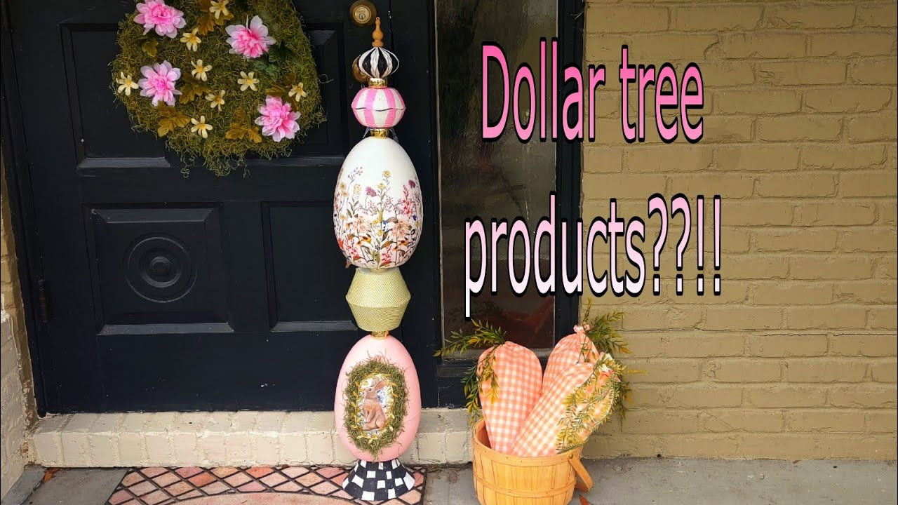 3 Large Outdoor Easter DIYs (including a Grandin Roads topiary dupe) using Dollar Tree products!!!!!