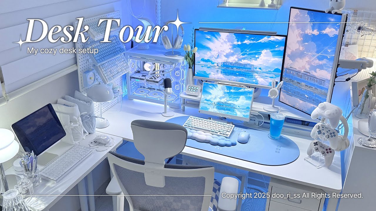 Desk Tour | 나의 로망이 담긴 데스크 셋업 🩵 | 화이트블루 데스크투어 | 데스크셋업 정보공유 | 바탕화면