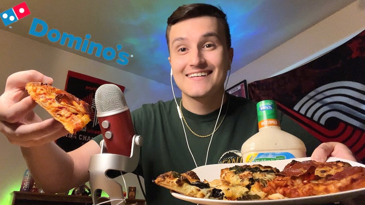 ASMR Domino’s PINEAPPLE Pizza Mukbang 🍕🍍 (eating sounds)