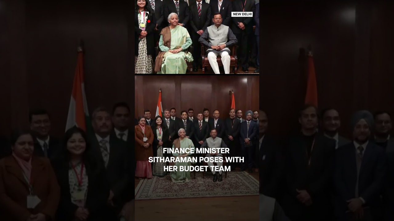 India: Finance Minister Nirmala Sitharaman Poses with her Team Ahead of Budget 2026&ndash;27