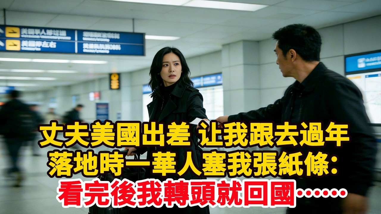 丈夫美國出差 让我跟去過年落地時一華人塞我張紙條看完後我轉頭就回國……#為人處世 #正能量 #故事分享 #生活經驗 #情感