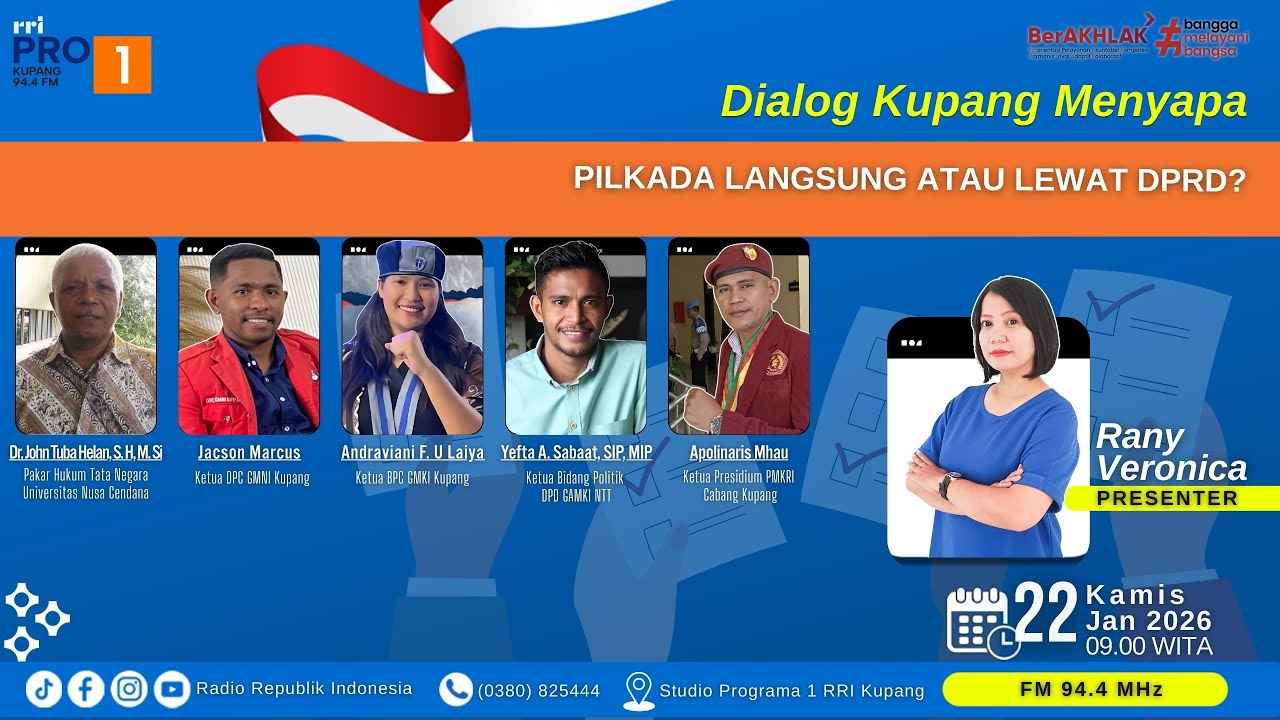 [LIVE] DIALOG KUPANG MENYAPA | PILKADA LANGSUNG ATAU LEWAT DPRD | RRI KUPANG