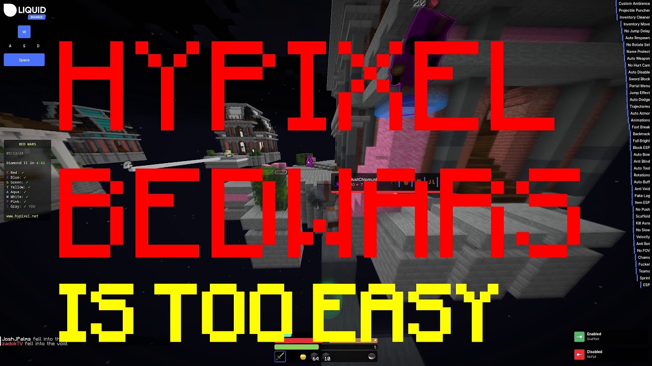 Взлом HyPixel с помощью лучшего бесплатного клиента - LiquidBounce v0.5.1