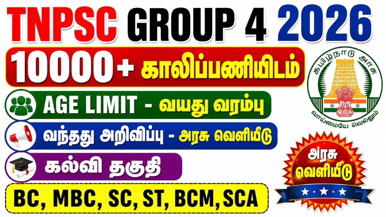 TNPSC GROUP 4 2026 | AGE LIMIT | 10000+ VACANCY | கல்வி தகுதி | TNPSC 2026 ⁨@tnpsckingdom