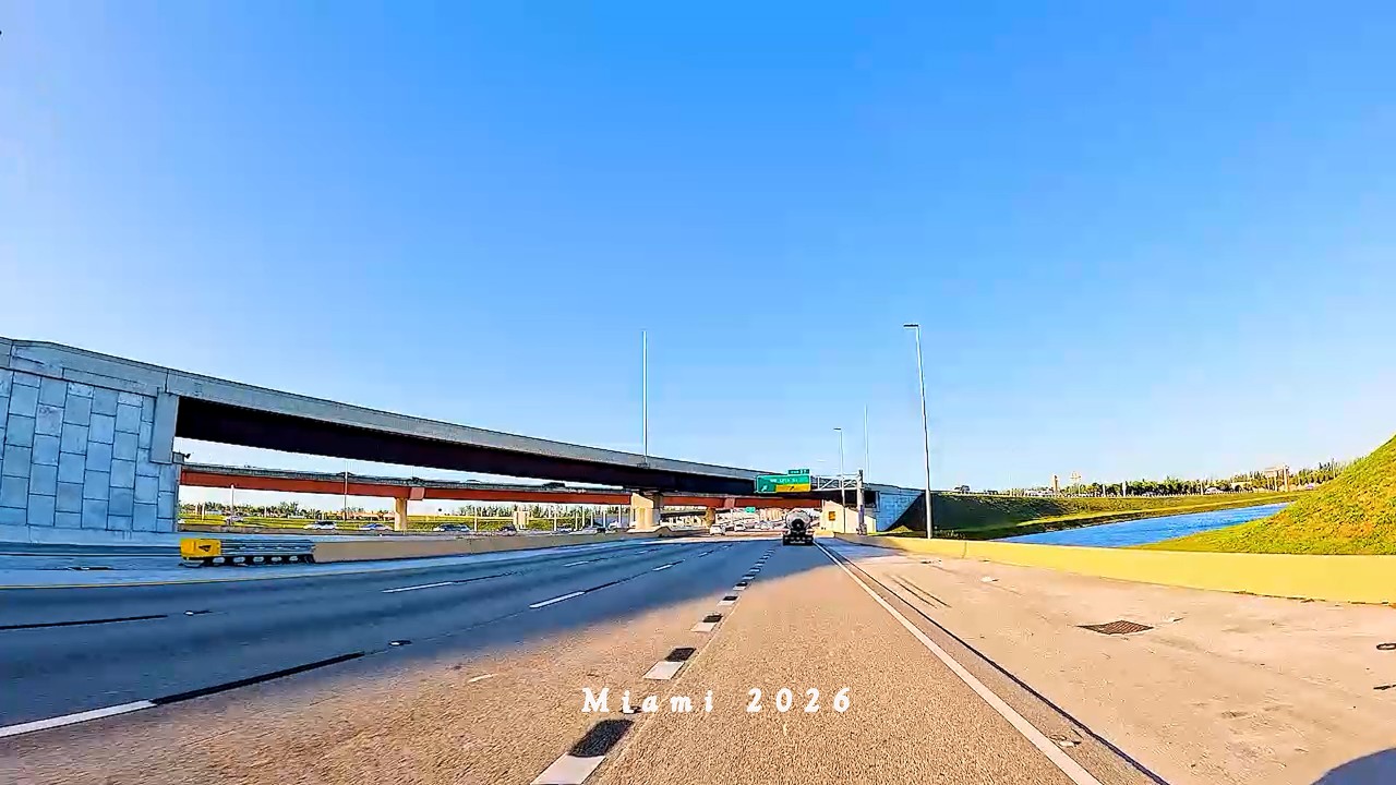 Miami recorrido autopista 5 carriles 4k