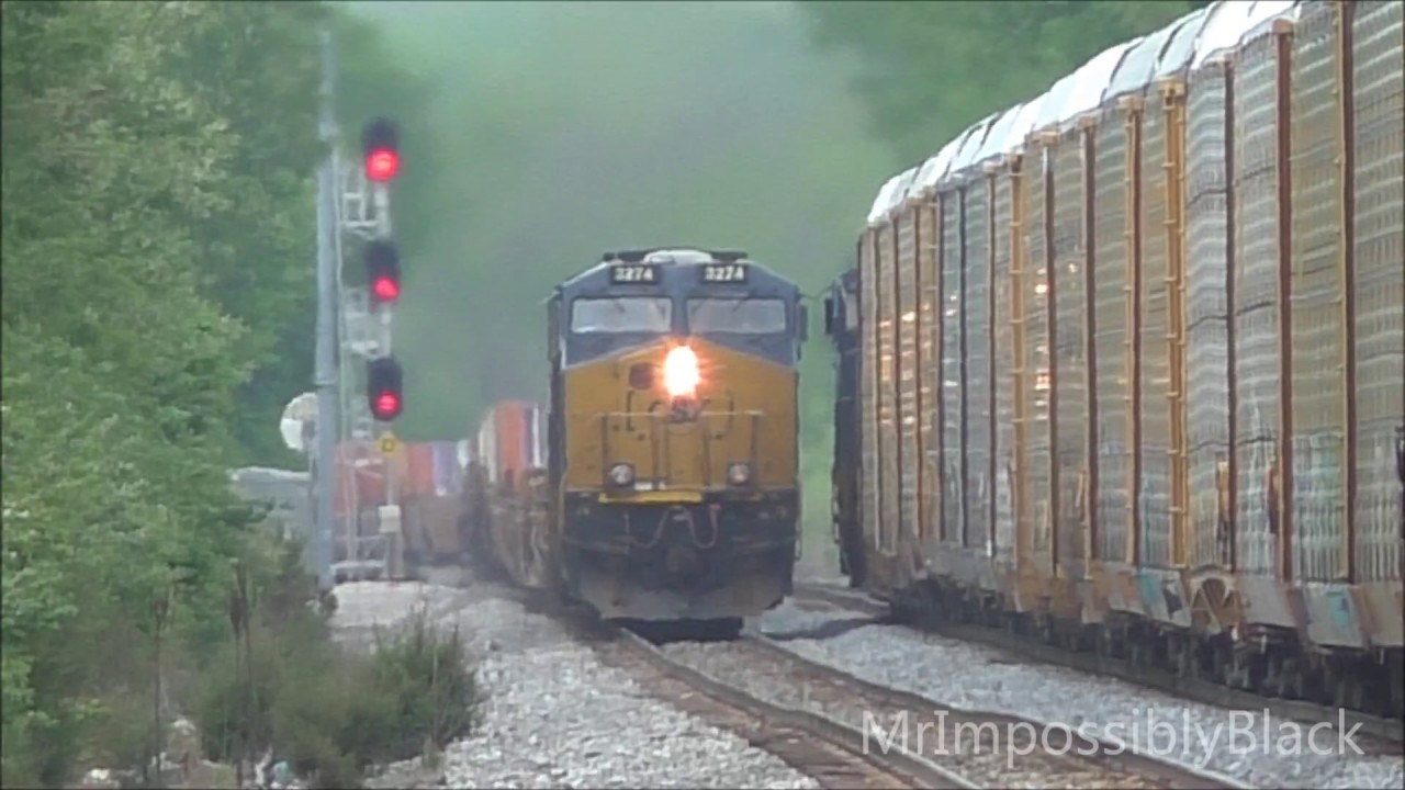 CSX Freight Trains Through Muirkirk Station, Maryland 5/1/2017