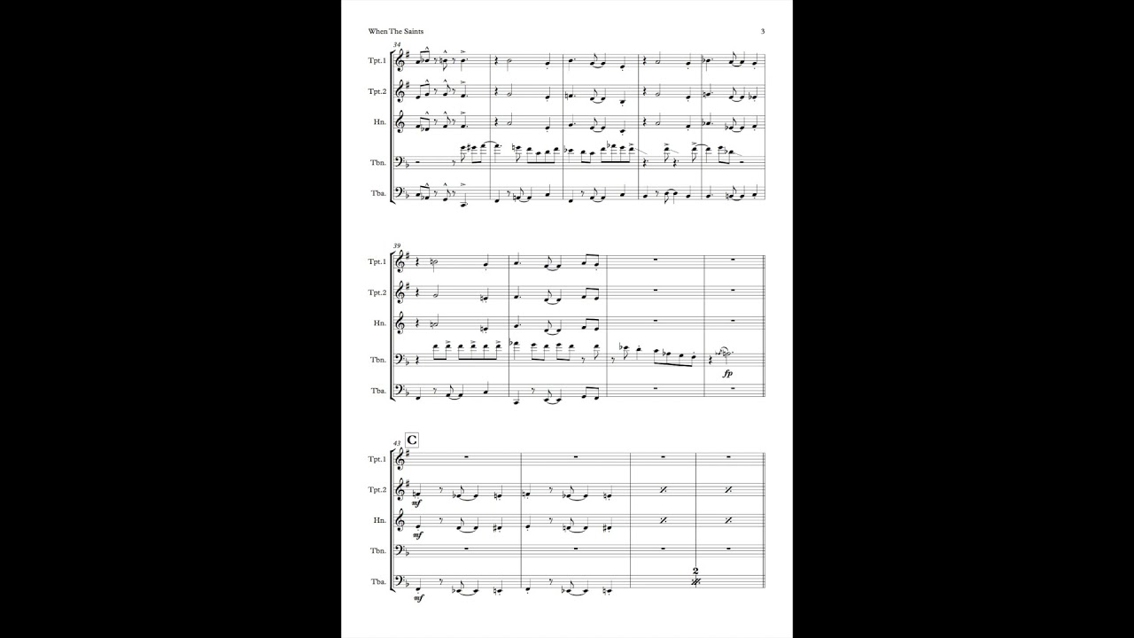 When The Saints Go Marching In - brass quintet
