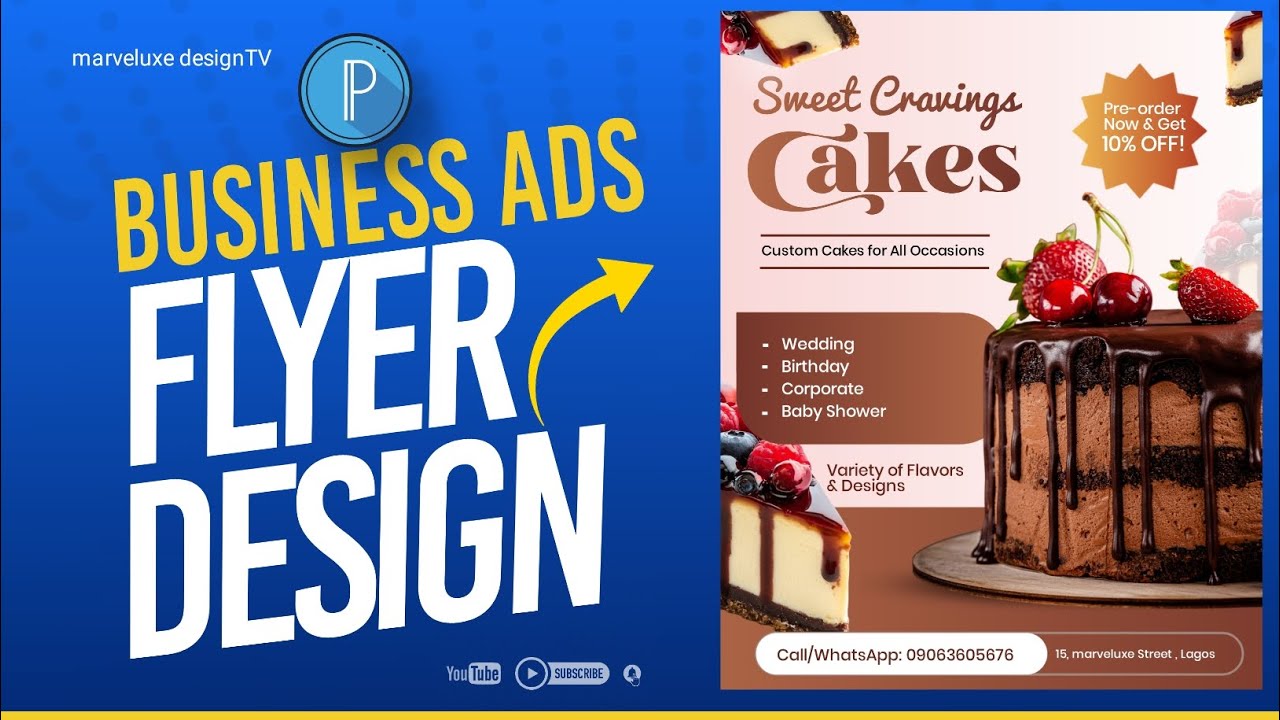 Delicious Cake Business Flyer Design | Create a Professional flyer design on pixellab 