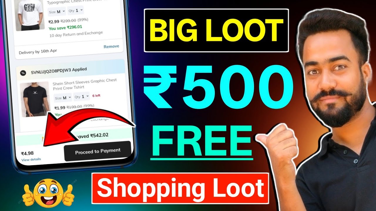 Big Loot ₹500🔥फ्री Shopping Loot! Shein ₹500 Free Shopping Offer! Shein App Rs.500 Free Shopping! 