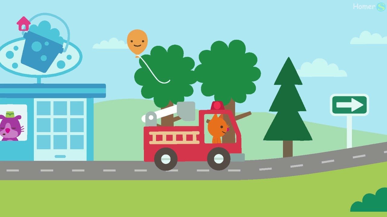 Мультик игра Sago Mini Road Trip - Travel on a fire truck - Путешествуем на пожарной машине.