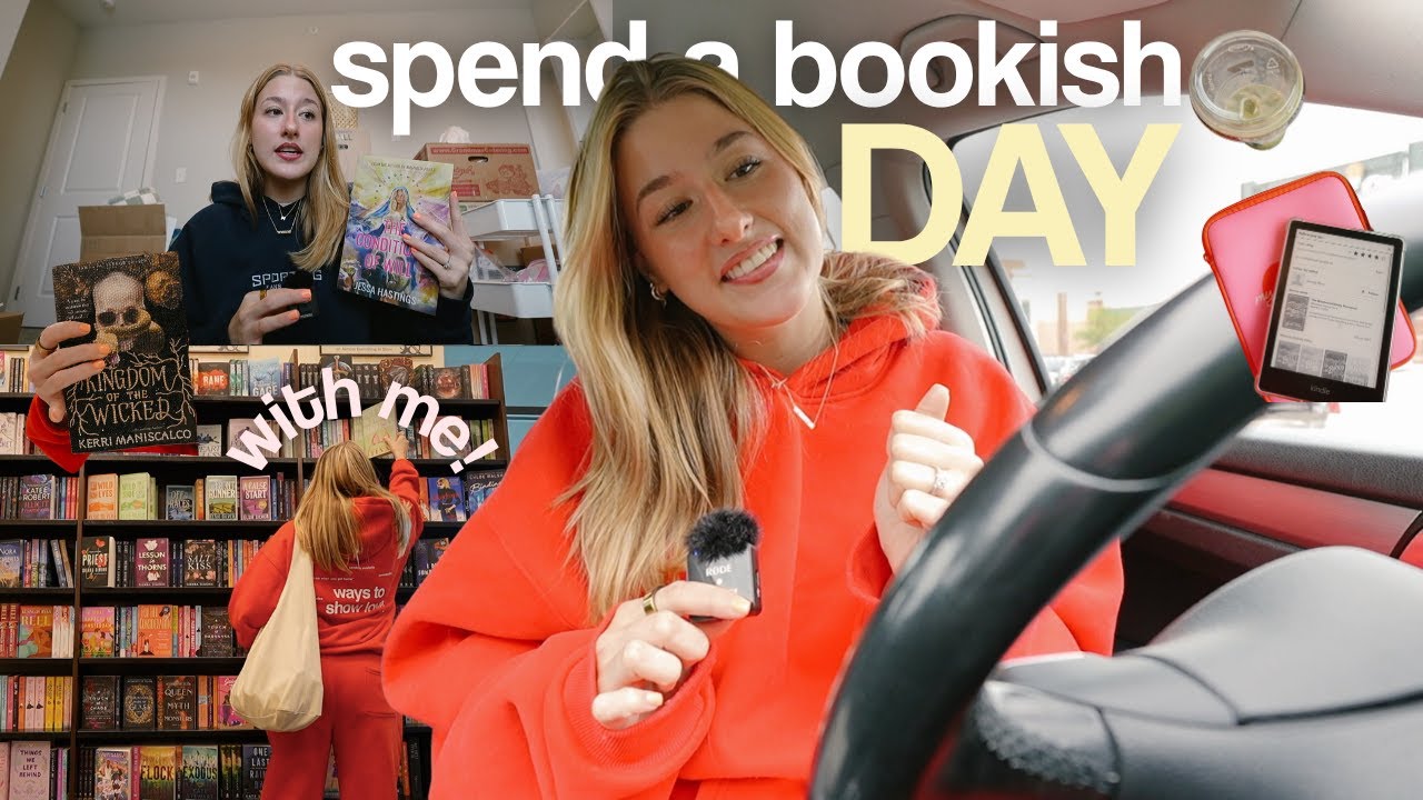 Spend a cozy bookish day with me ☕️ book shopping, reading, june tbr, rhinestoning a book!!