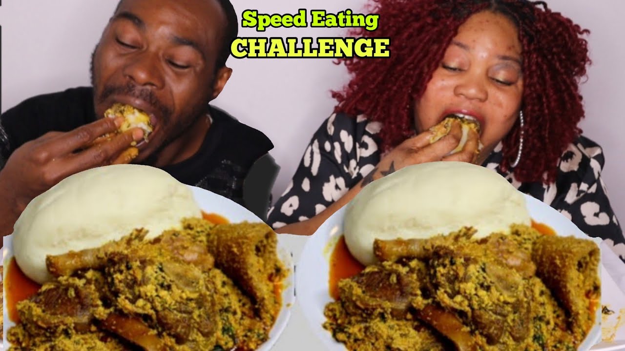 SPEED EATING CHALLENGE | FUFU AND EGUSI SOUP WITH ASSORTED MEAT | AFRICAN FOOD #TheAdimFamily