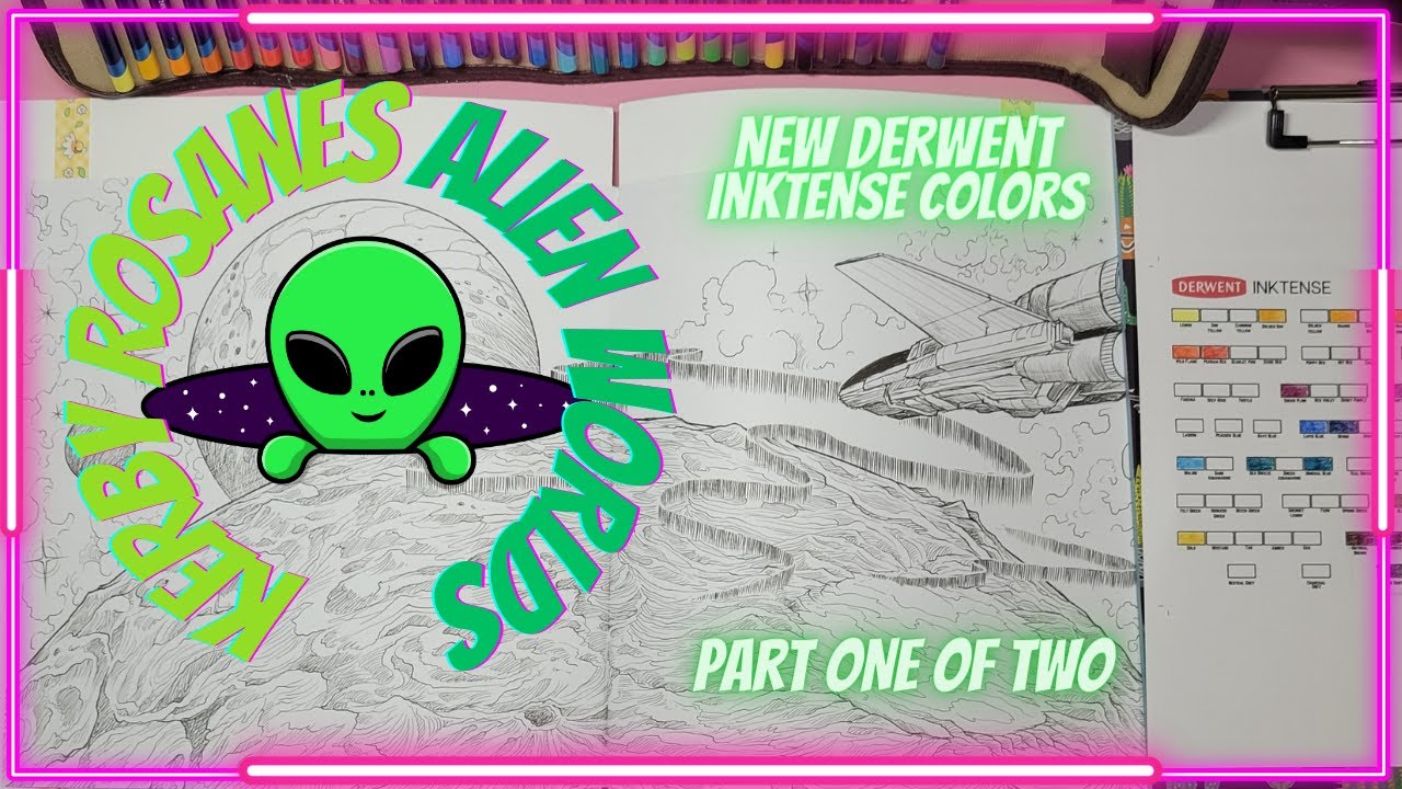 Alien Worlds | Kerby Rosanes using New Inktense Colors Part I #coloring #coloralong #coloringpages