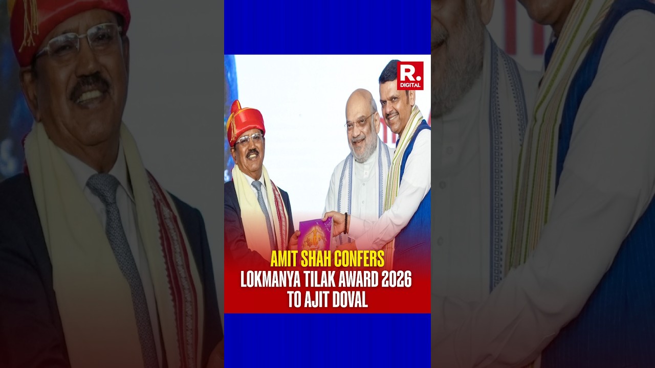 Union Home Minister Amit Shah presents Lokmanya Tilak National Award 2026 to NSA Ajit Doval