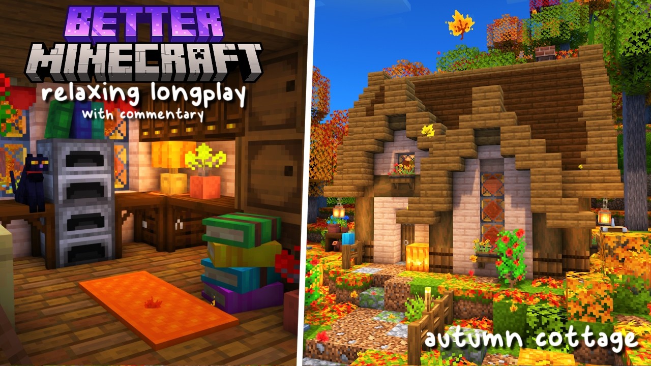 Cozy Autumn Better Minecraft Longplay (with commentary) 🍂 Autumn Cottage 🍂