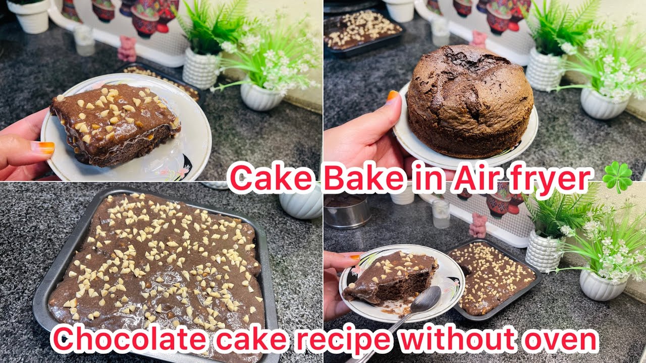 Chocolate cake Recipe// chocolate cake without oven//chocolate cake bake in air fryer 🍀