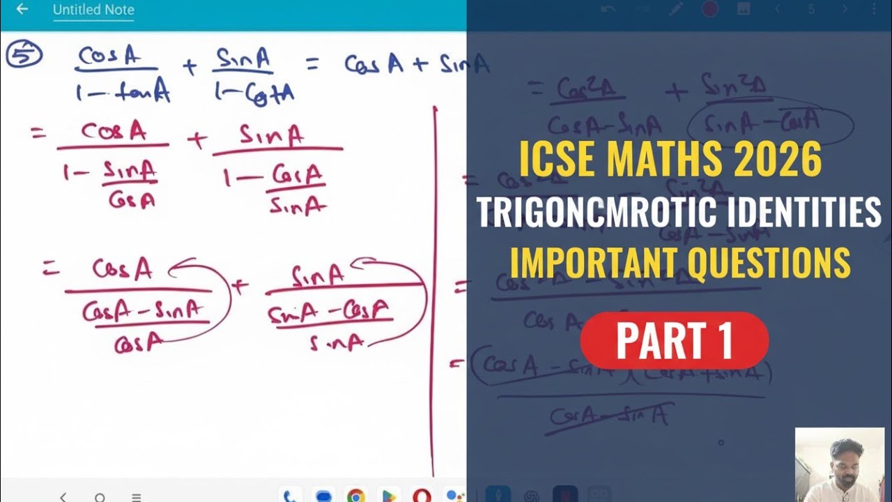 icse maths 2026 important sums, trigonometric identities, trigonometry identity important sums, icse
